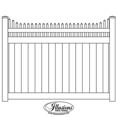Privacy Fence with Stepped Picket Top