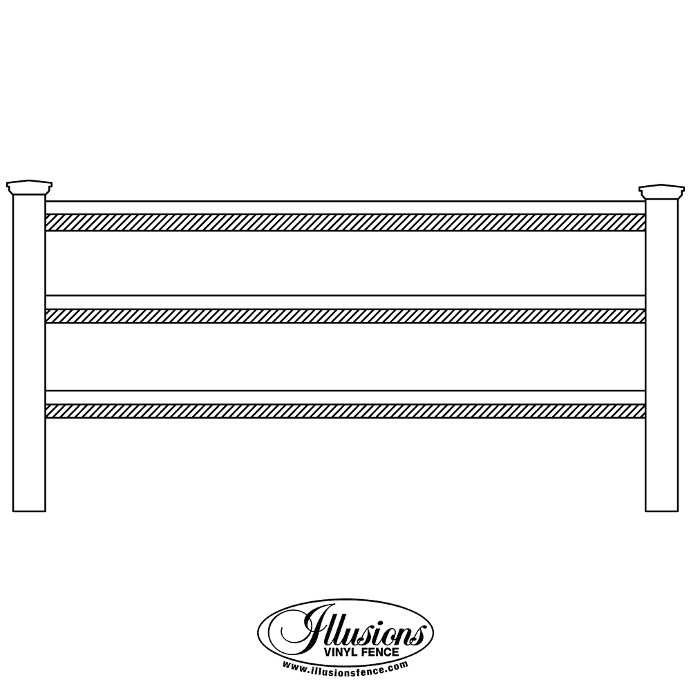 V350-4TR-Illusions-Vinyl-Contemporary-Straight-Thru-Rail-Picket-Fence-with-Dog-Ear-Caps