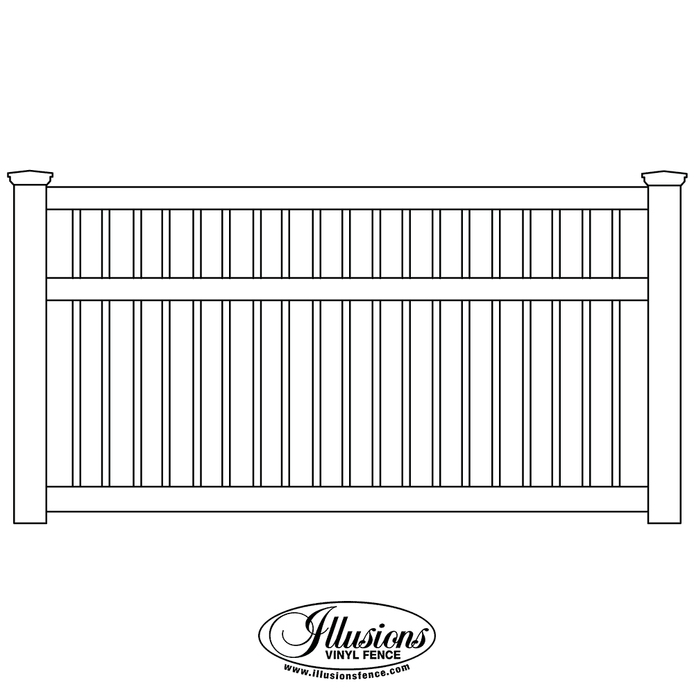 V403-4TR-Illusions-Vinyl-Contemporary-Crowned-Thru-Rail-Picket-Fence-with-Pointed-Picket-Caps