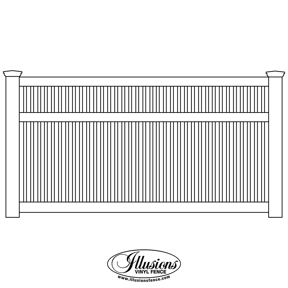 V350-4TR-Illusions-Vinyl-Contemporary-Straight-Thru-Rail-Picket-Fence-with-Dog-Ear-Caps
