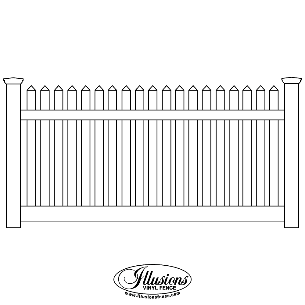 V401R-4TR-Illusions-Vinyl-Contemporary-Straight-Reduced-Spacing-Thru-Rail-Picket-Fence-with-Pointed-Picket-Caps