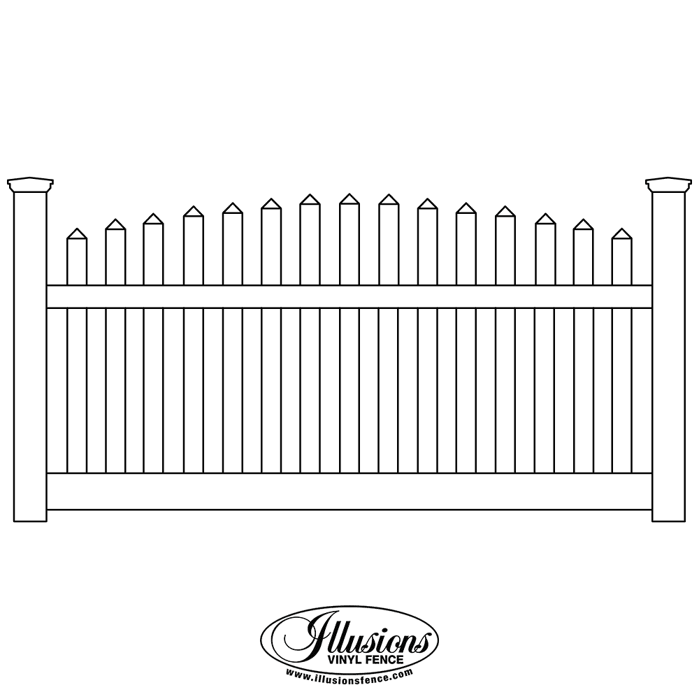 V403-4TR-Illusions-Vinyl-Contemporary-Crowned-Thru-Rail-Picket-Fence-with-Pointed-Picket-Caps
