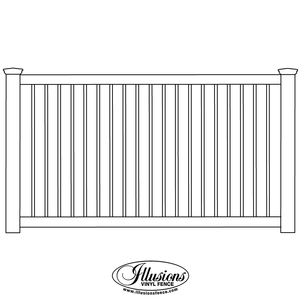 V350-4TR-Illusions-Vinyl-Contemporary-Straight-Thru-Rail-Picket-Fence-with-Dog-Ear-Caps